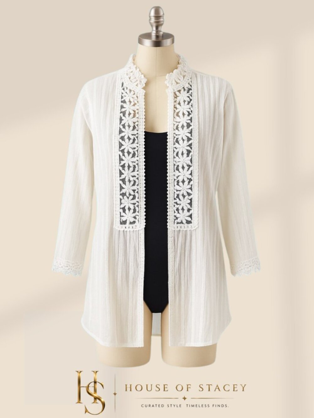 Cover-Up Swim White Floral Lace